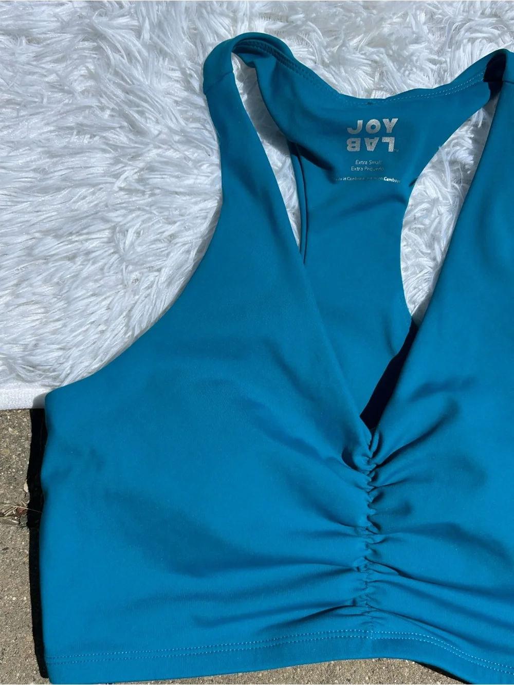 JoyLab Teal Ruched Racerback Sports Bra